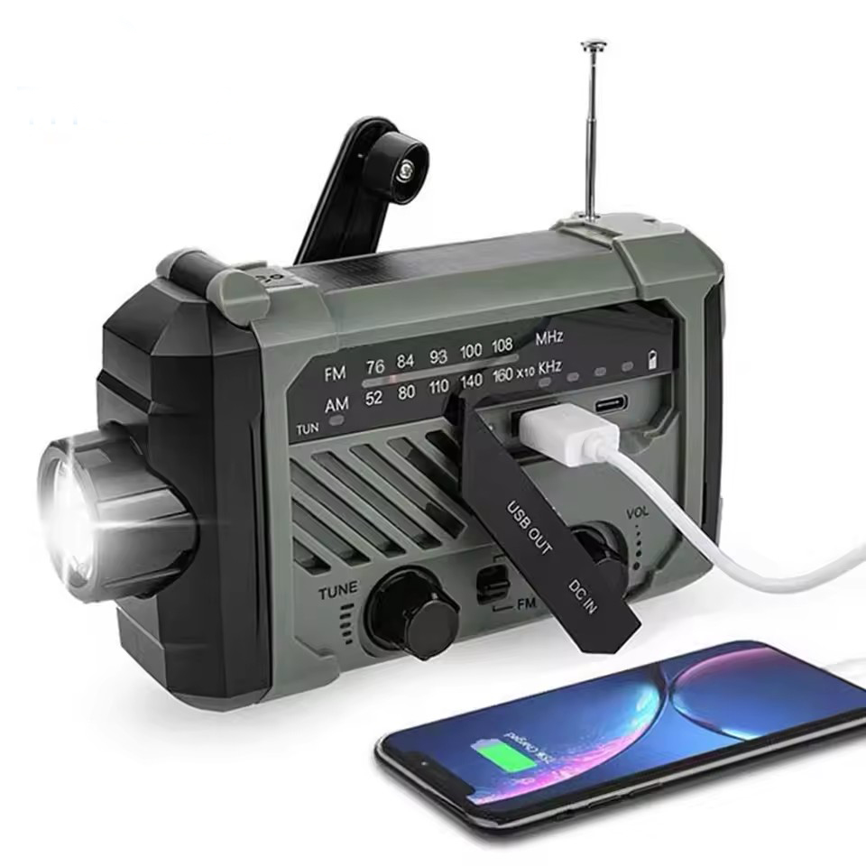 Usb Charger Dynamo - Rádio solar de emergência com alça,