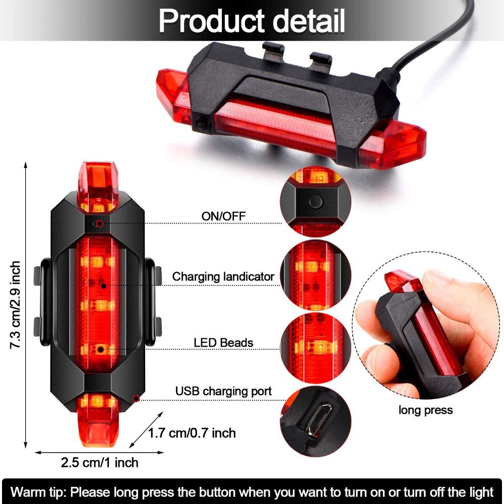 USB recarregável bicicleta luz - Cycling In City avaliação e preço