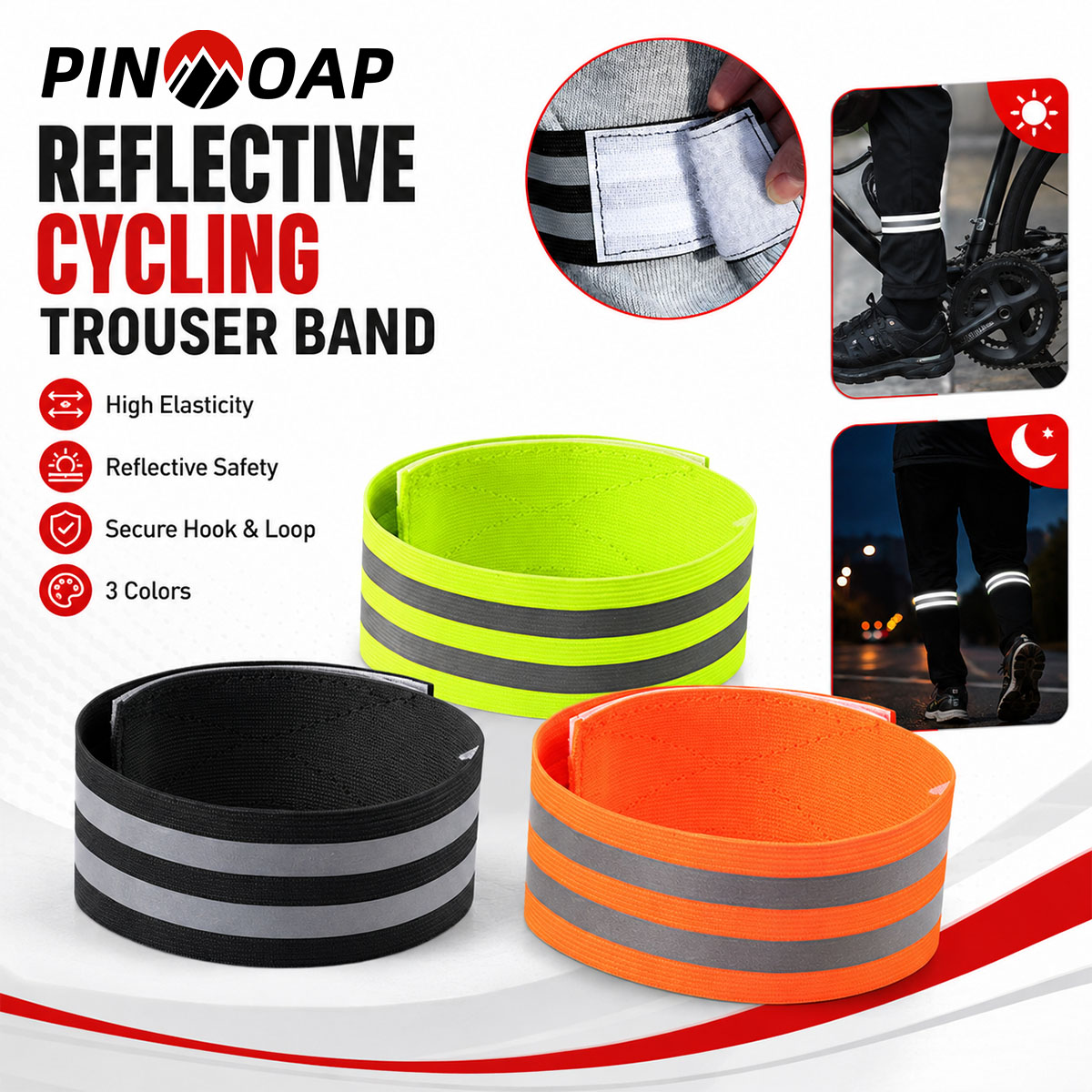 PINMOAP 1/2PCS Cinta Refletiva - Cycling Commute Pants avaliação e preço